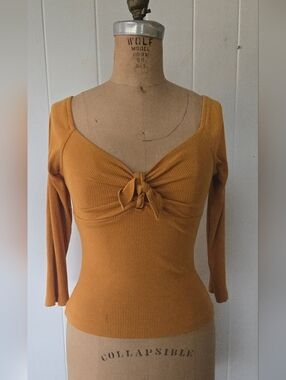 Vixen by Micheline Pitt Tie Me Up Top in Mustard